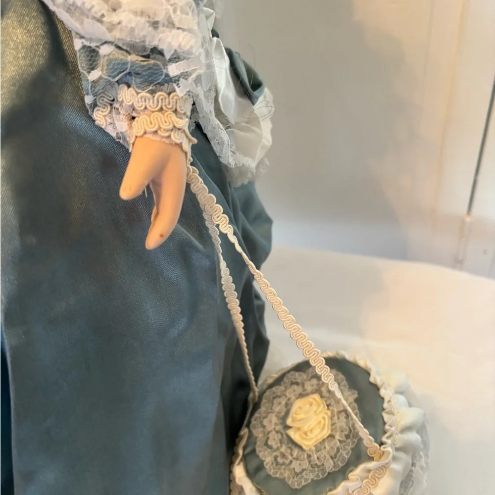 Elegant Blue Victorian Porcelain Doll - Picture 3 of 8
